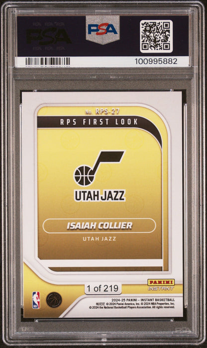 Graded 2024 Panini Instant NBA Isaiah Collier #27 RPS First Look Rookie RC Basketball Card PSA 10 Gem Mint