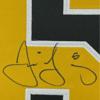 Framed Autographed/Signed Jaromir Jagr 35x39 Pittsburgh Black Hockey Jersey JSA COA