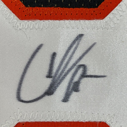 Framed Autographed/Signed Chad Johnson 35x39 Ochocinco Cincinnati Black Retro Football Jersey JSA COA