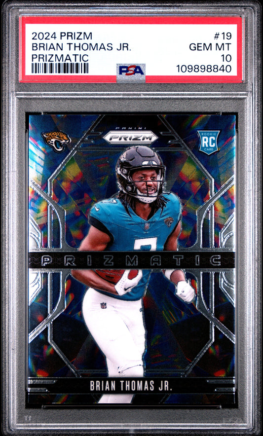 Graded 2024 Panini Prizm Brian Thomas Jr #19 Prizmatic Rookie RC Football Card PSA 10 Gem Mint