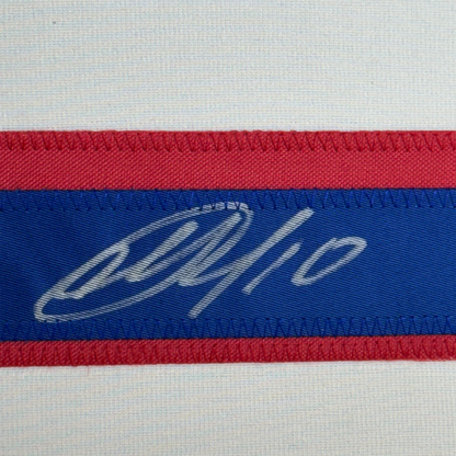Framed Autographed/Signed Artemi Panarin 35x39 New York White Hockey Jersey JSA COA