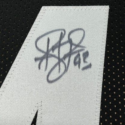 Framed Autographed/Signed Troy Polamalu 35x39 Pittsburgh Black Football Jersey JSA COA