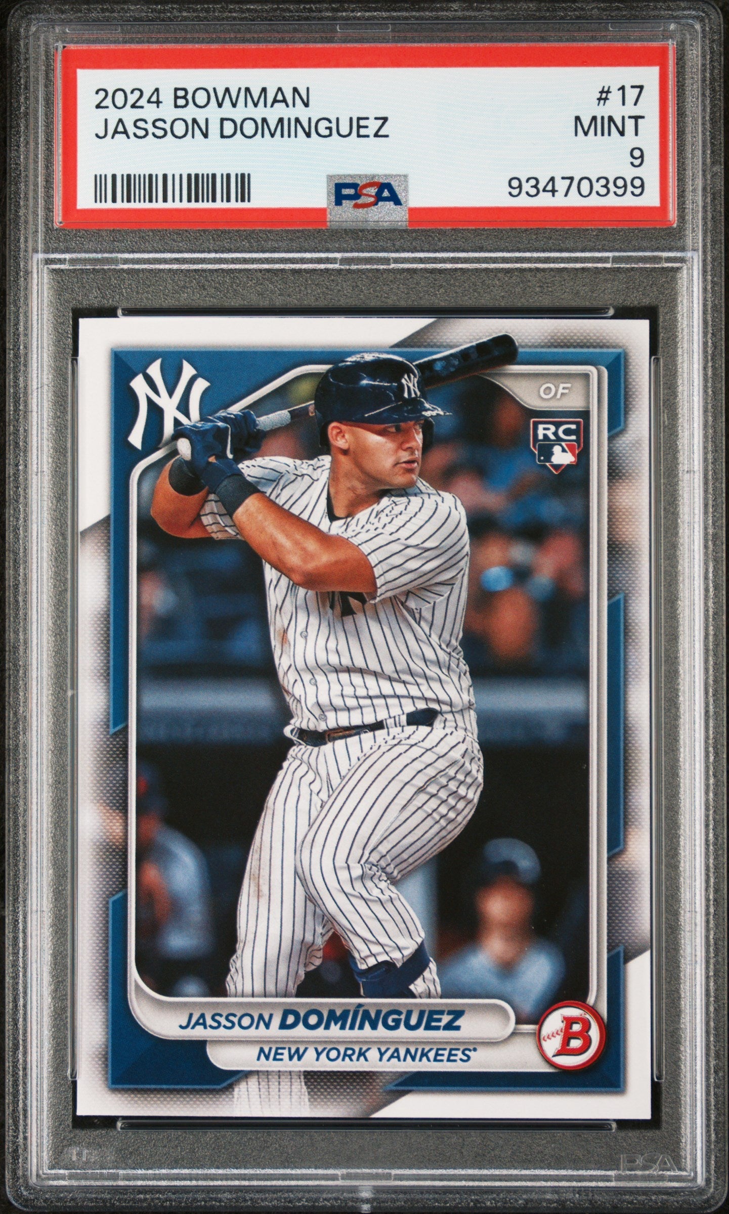 Graded 2024 Topps Bowman Jasson Dominguez #17 Rookie RC Baseball Card PSA 9 Mint