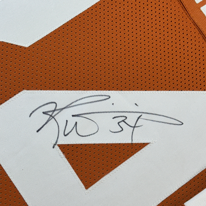 Framed Autographed/Signed Ricky Williams 35x39 Texas Orange College Football Jersey JSA COA