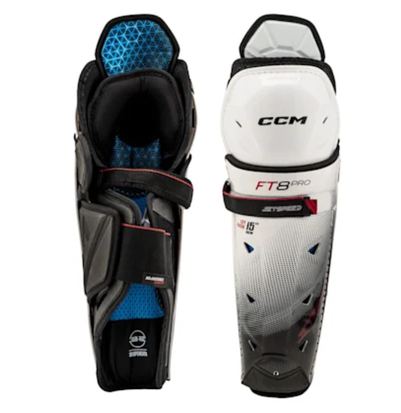 CCM JetSpeed FT8 Pro Shin Guards Senior Black