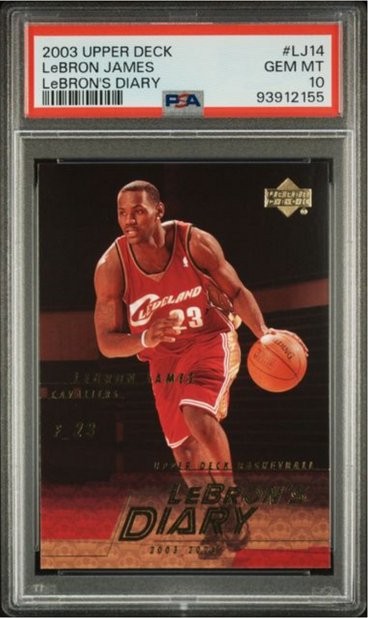 Graded 2003 Upper Deck LeBron James #LJ14 LeBron's Diary Rookie RC Basketball Card PSA 10 Gem Mint