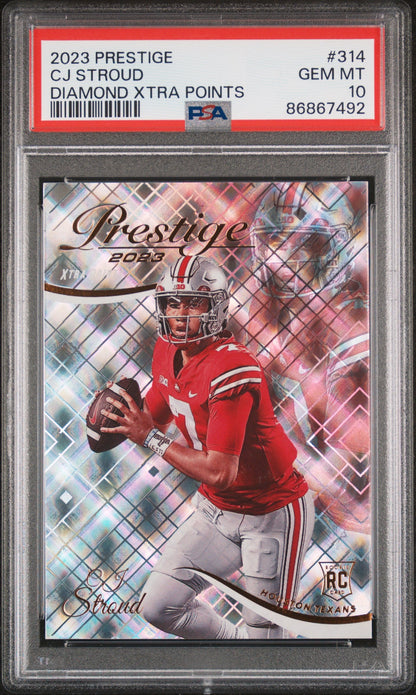 Graded 2023 Panini Prestige CJ Stroud #314 Diamond Xtra Points Rookie RC Football Card PSA 10 Gem Mint