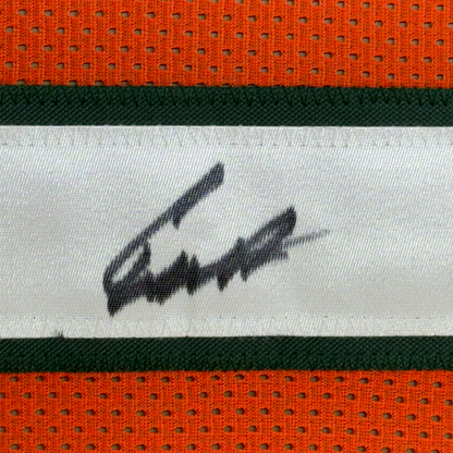 Framed Autographed/Signed Cameron Cam Ward 35x39 Miami Orange College Football Jersey JSA COA