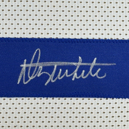 Framed Autographed/Signed Danny White 35x39 Dallas White Football Jersey JSA COA