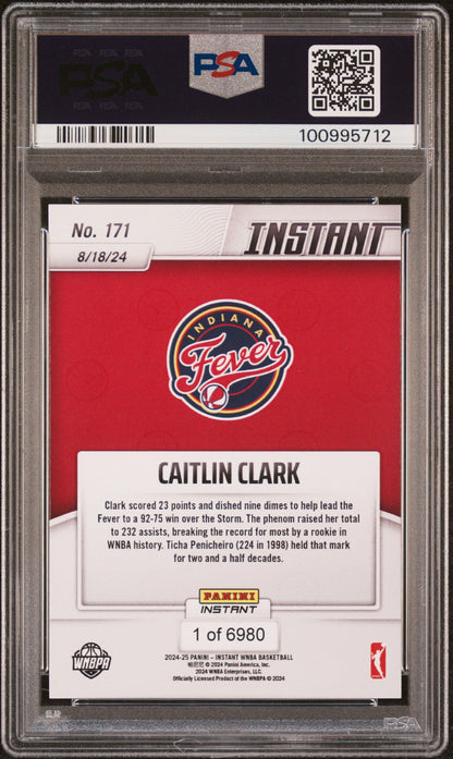 Graded 2024 Panini Instant WNBA Caitlin Clark #171 Rookie RC Basketball Card PSA 10 Gem Mint