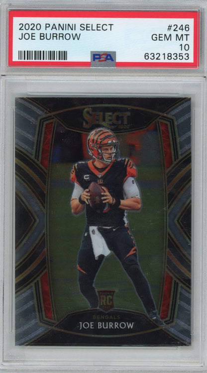 Graded 2020 Panini Select Joe Burrow #246 Rookie RC Football Card PSA 10 Gem Mint
