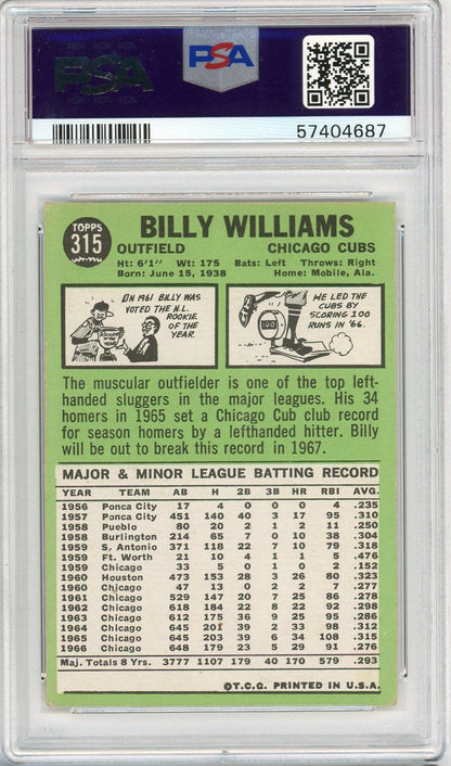Graded 1967 Topps Billy Williams #315 Baseball Card PSA 3 Very Good