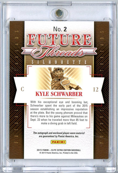2015 Panini Elite Extra Edition Kyle Schwarber #2 /49 Future Threads Silhouette RPA Auto Rookie RC Baseball Card