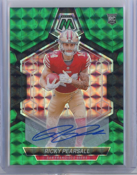 2024 Panini Mosaic Ricky Pearsall #331 25/25 Green Auto Rookie RC Football Card