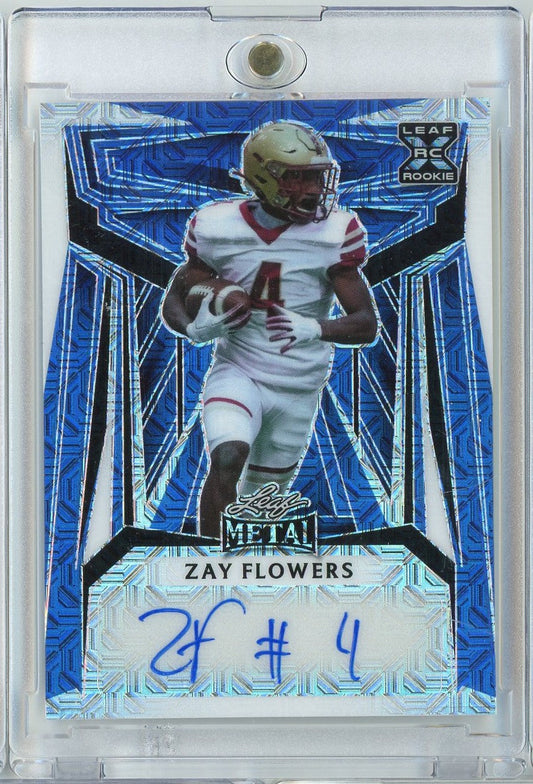 2023 Leaf Metal Zay Flowers #BA-ZF1 /5 Auto Rookie RC Football Card