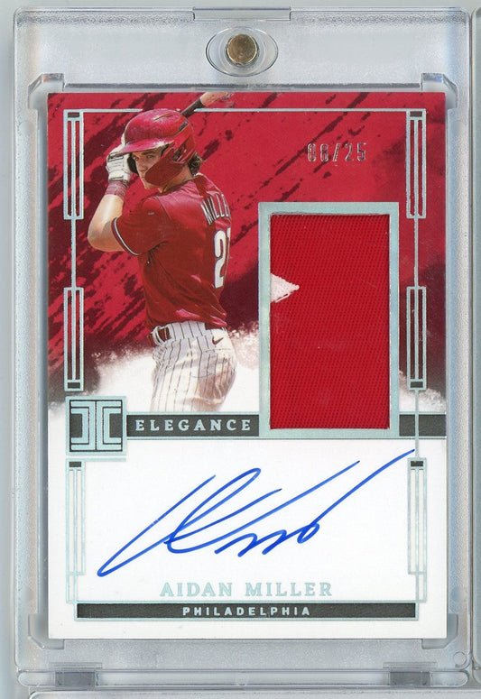 2024 Panini Impeccable Aidan Miller #EPJAM /25 Elegance Relic Auto Rookie RC Baseball Card