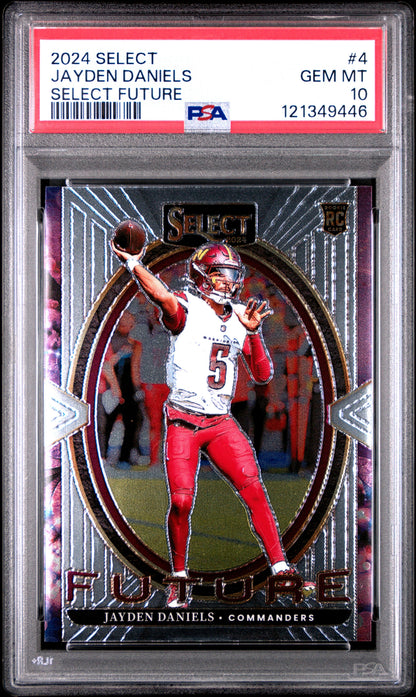 Graded 2024 Panini Select Jayden Daniels #4 Select Future Rookie RC Football Card PSA 10 Gem Mint