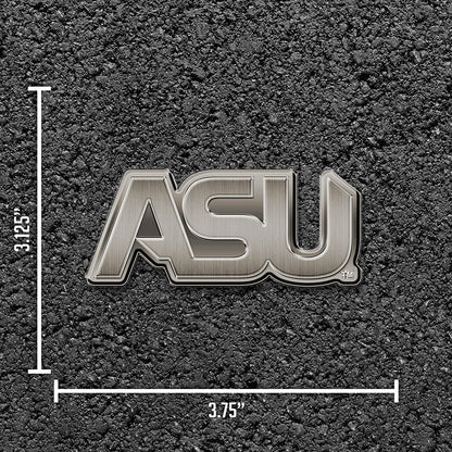 Alabama State University Hornets Premium Solid Metal Raised Auto Emblem, Antique Nickel Finish, Shape Cut, Adhesive Backing