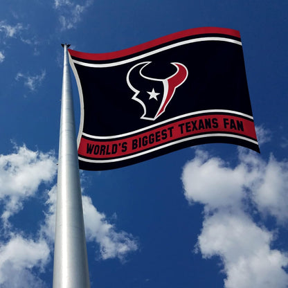 Houston Texans 3x5 Feet Flag Banner, World's Biggest Fan, Metal Grommets, Single Sided, Indoor or Outdoor Use