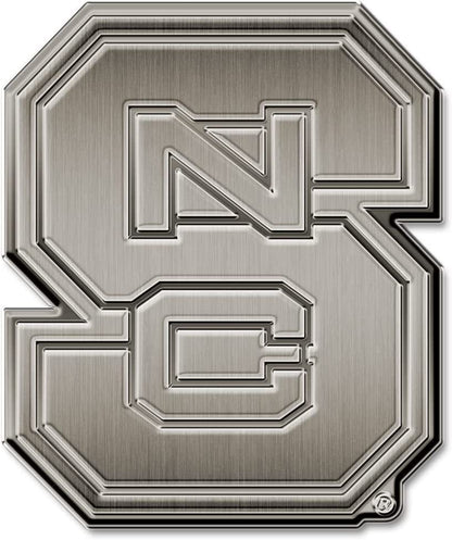 North Carolina State University Wolfpack Solid Metal Auto Emblem Antique Nickel for Car/Truck/SUV