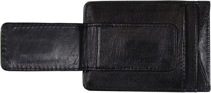 North Carolina State University Wolfpack Black Leather Wallet, Front Pocket Magnetic Money Clip, Printed Logo