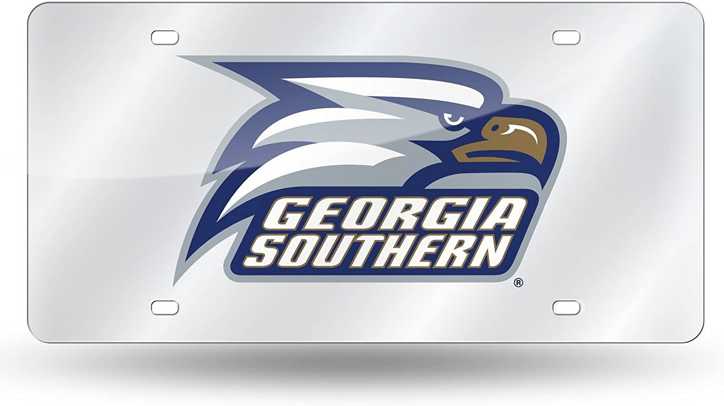 Georgia Southern University Eagles Premium Laser Cut Tag License Plate, Mirrored Acrylic Inlaid, 12x6 Inch