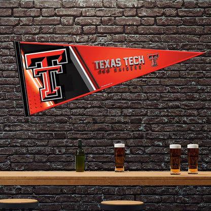 Texas Tech University Red Raiders Soft Felt Pennant, Primary Design, 12x30 Inch, Easy To Hang