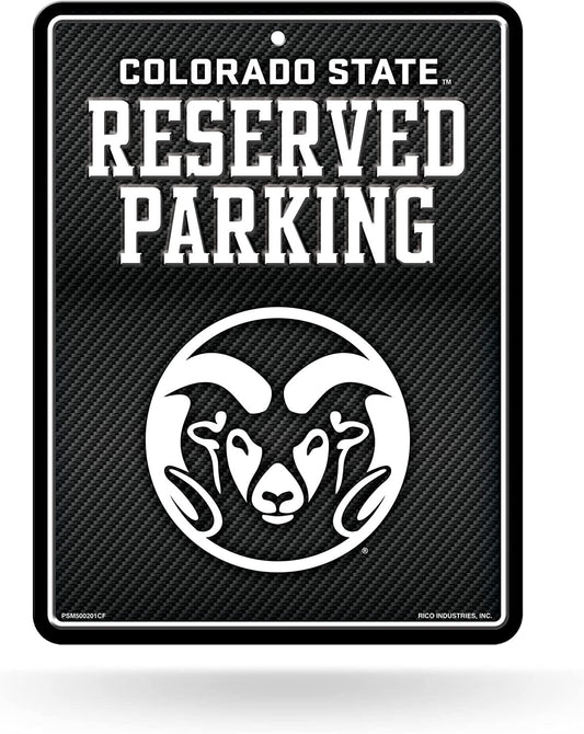 Colorado State University Rams Metal Parking Novelty Wall Sign 8.5 x 11 Inch Carbon Fiber Design