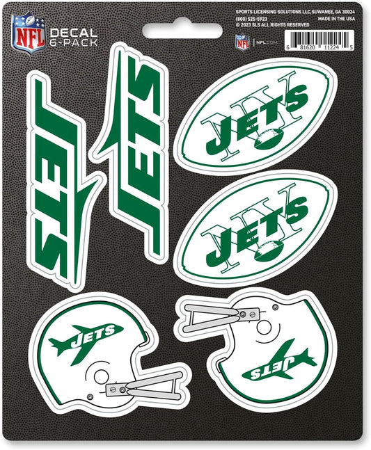 New York Jets 6-Piece Decal Sticker Set, Vintage Retro Logo, 5x6 Inch Sheet, Gift for football fans for any hard surfaces around home, automotive, personal items