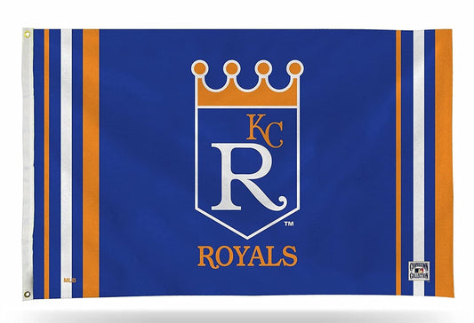 Kansas City Royals Premium 3x5 Feet Flag Banner, Retro Logo, Metal Grommets, Outdoor Indoor, Single Sided