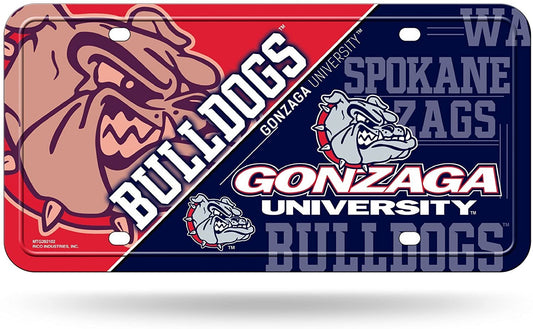 Gonzaga University Bulldogs Metal Auto Tag License Plate, Split Design, 6x12 Inch