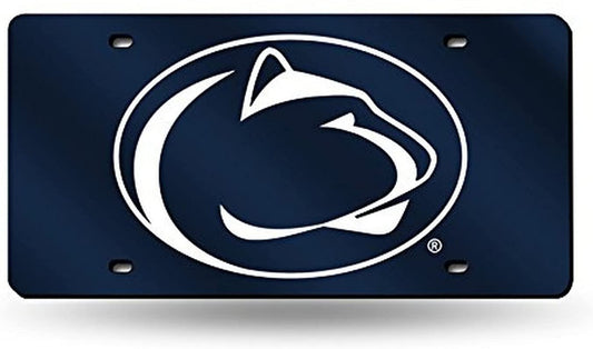 Penn State University Nittany Lions Premium Laser Cut Tag License Plate, Mirrored Acrylic Inlaid, 12x6 Inch