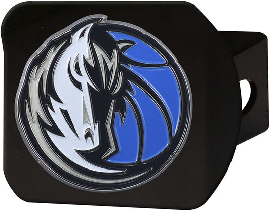 Dallas Mavericks Solid Metal Black Hitch Cover with Color Metal Emblem 2 Inch Square Type III