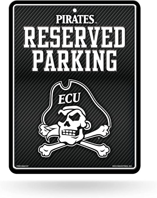 East Carolina University Pirates ECU Metal Parking Novelty Wall Sign 8.5 x 11 Inch Carbon Fiber Design