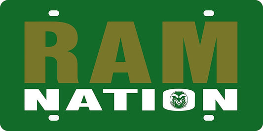 Colorado State University Rams Premium Laser Cut Tag License Plate, Mirrored Acrylic Inlaid, Nation, 12x6 Inch