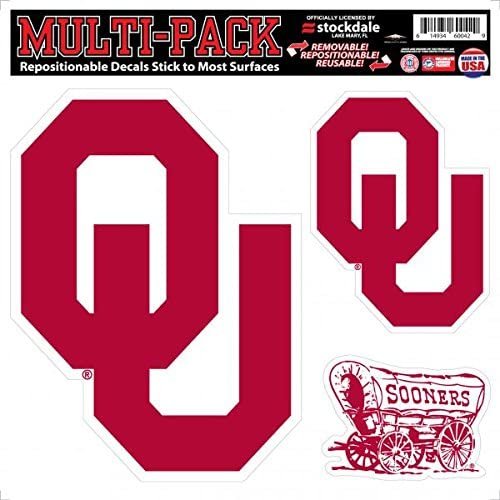 University of Oklahoma Sooners 8 Inch Multi Sticker Decal Set, Shape Cut, Flat Vinyl, Full Adhesive Backing