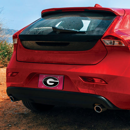 University of Georgia Bulldogs Premium Laser Cut Tag License Plate, Red, Mirrored Acrylic Inlaid, 12x6 Inch