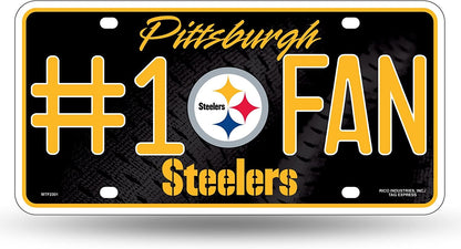 Pittsburgh Steelers Metal Auto Tag License Plate, #1 Fan Design, 12x6 Inch