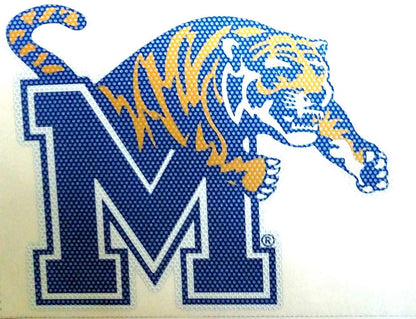 University of Memphis Tigers 8 Inch Preforated Window Film Decal Sticker, One-Way Vision, Adhesive Backing