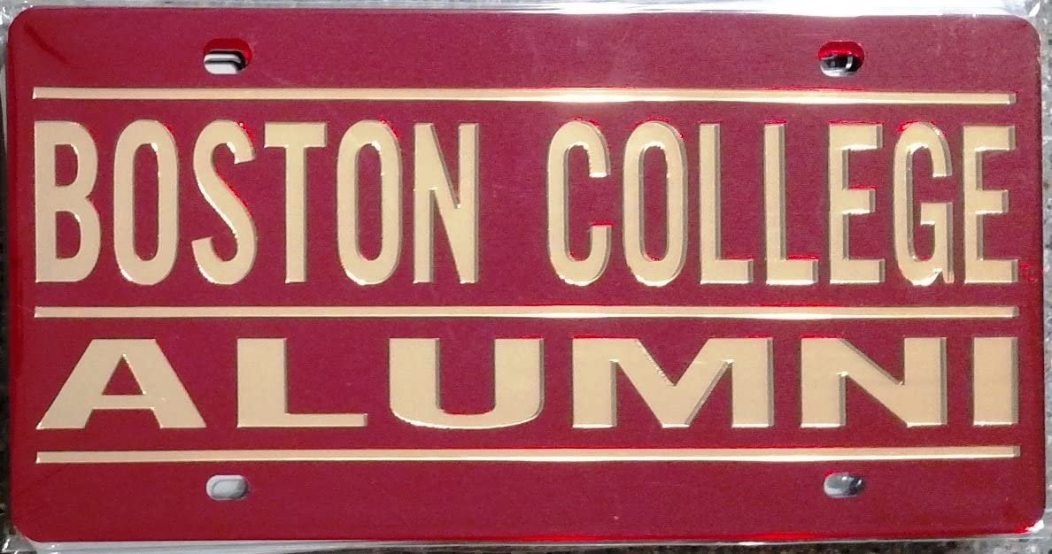 Boston College Eagles Premium Laser Cut Tag License Plate, Alumni Design, Mirrored Acrylic Inlaid, 6x12 Inch