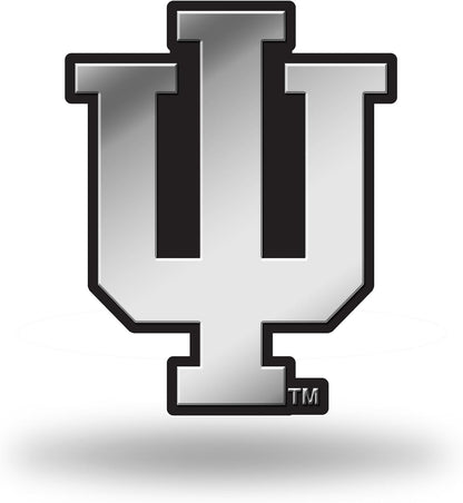 Indiana University Hoosiers Auto Emblem, Silver Chrome Color, Raised Molded Plastic, 3.5 Inch, Adhesive Tape Backing