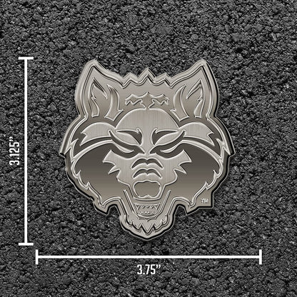 Arkansas State University Red Wolves Solid Metal Auto Emblem Antique Nickel for Car/Truck/SUV