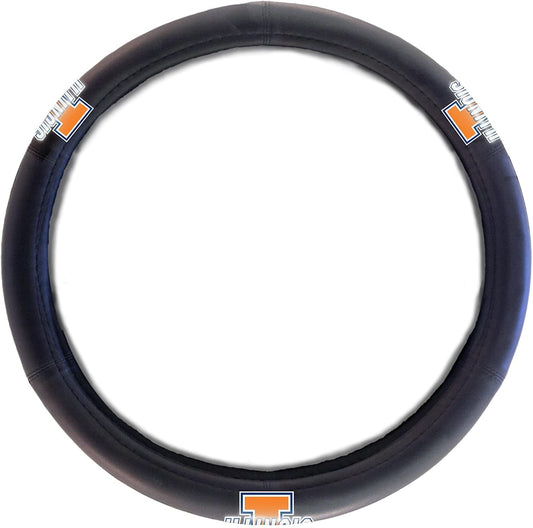 Illinois Illini Steering Wheel Cover Premium Rubber Grip Black 15 Inch University of
