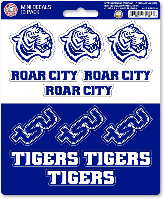 Tennessee State University Tigers 12-Piece Mini Decal Sticker Set, 5x6 Inch Sheet, Gift for football fans for any hard surfaces around home, automotive, personal items