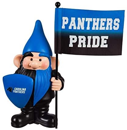Carolina Panthers 10 Inch Outdoor Garden Gnome, Includes Team Flag