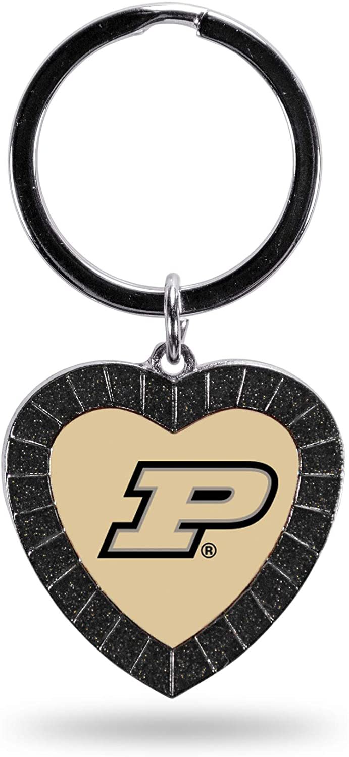NCAA Purdue Boilermakers NCAA Rhinestone Heart Colored Keychain, Black, 3-inches in length