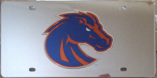 Boise State University Broncos Premium Laser Tag License Plate, Mirrored Acrylic Inlaid, 12x6 Inch