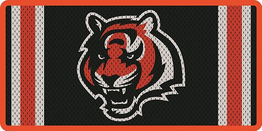 Cincinnati Bengals Premium Laser Cut Tag License Plate, Jersey Design, Mirrored Acrylic Inlaid, 12x6 Inch