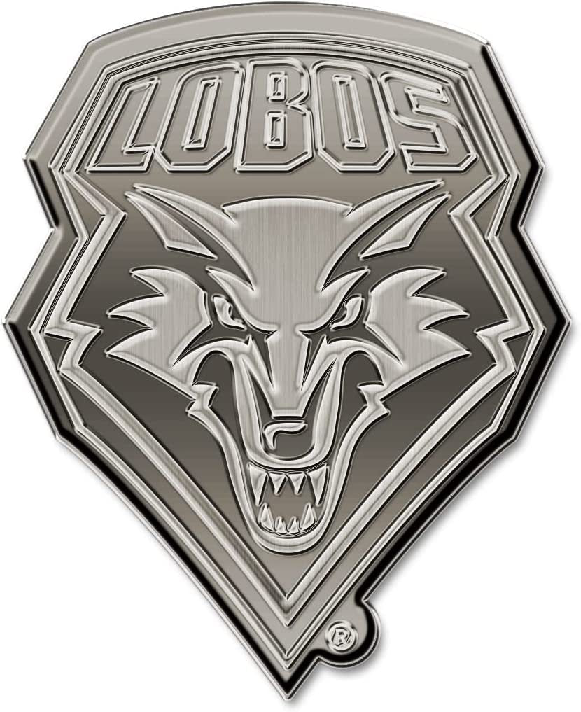 University of New Mexico Lobos Solid Metal Auto Emblem Antique Nickel for Car/Truck/SUV