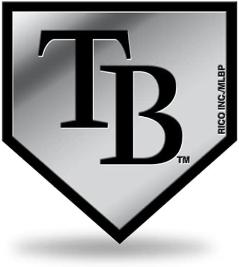 Tampa Bay Rays Auto Emblem, Silver Chrome Color, Raised Molded Plastic, 3.5 Inch, Adhesive Tape Backing